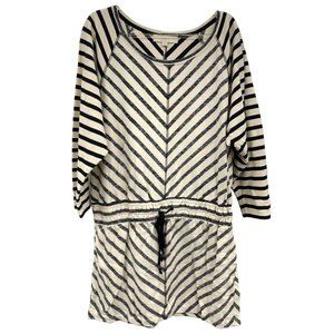 LOFT Black and White Striped Dress